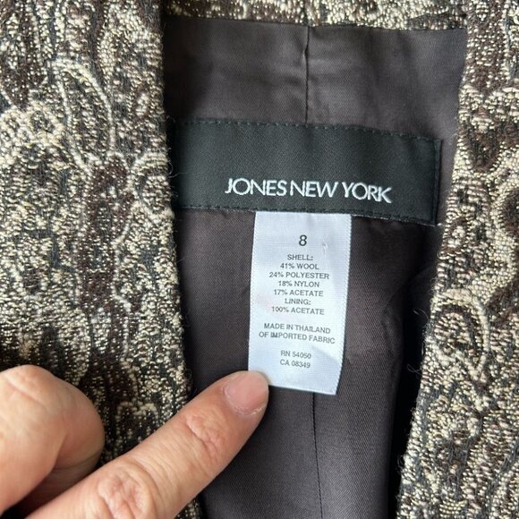 Jones New York Wool Blend Paisley Pattern Woven Blazer - Picture 7 of 16